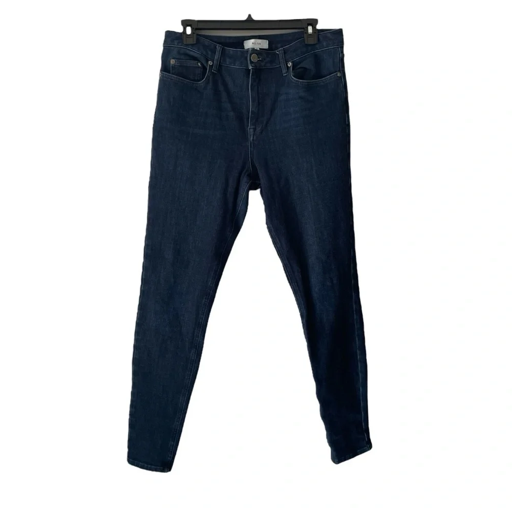 Reiss Skye High Rise Cotton Blend Skinny Dark Blue Wash Denim‎ Jeans Women Sz 32